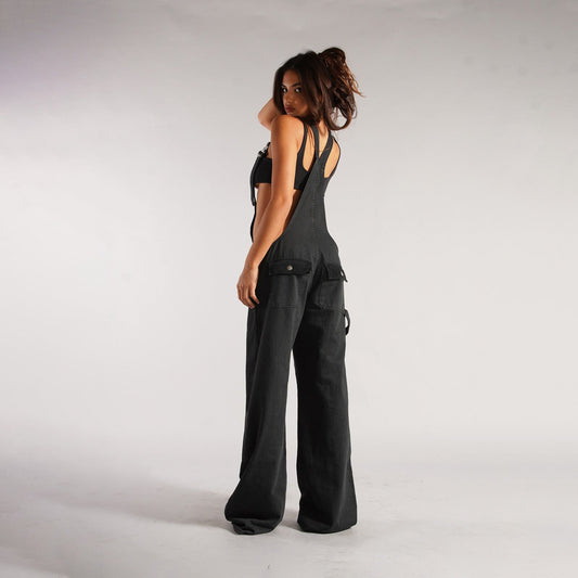 Chic Zipper Denim Overalls with Pockets