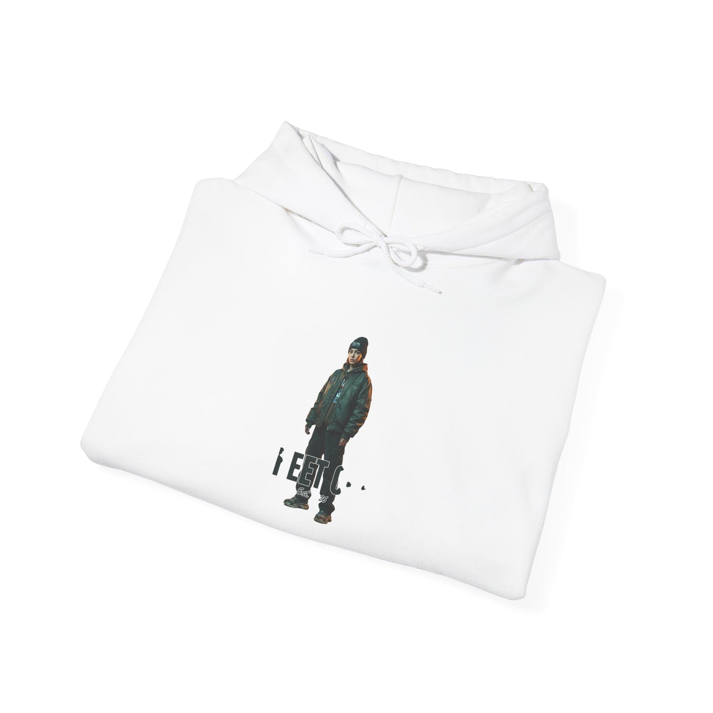 Minimalist Skate Graphic Hoodie — Small Center Skateboarder Design