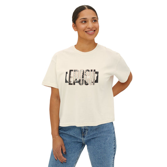 Epoch Graphic Boxy Tee — Women's Vintage-Inspired Neutral Crop Top