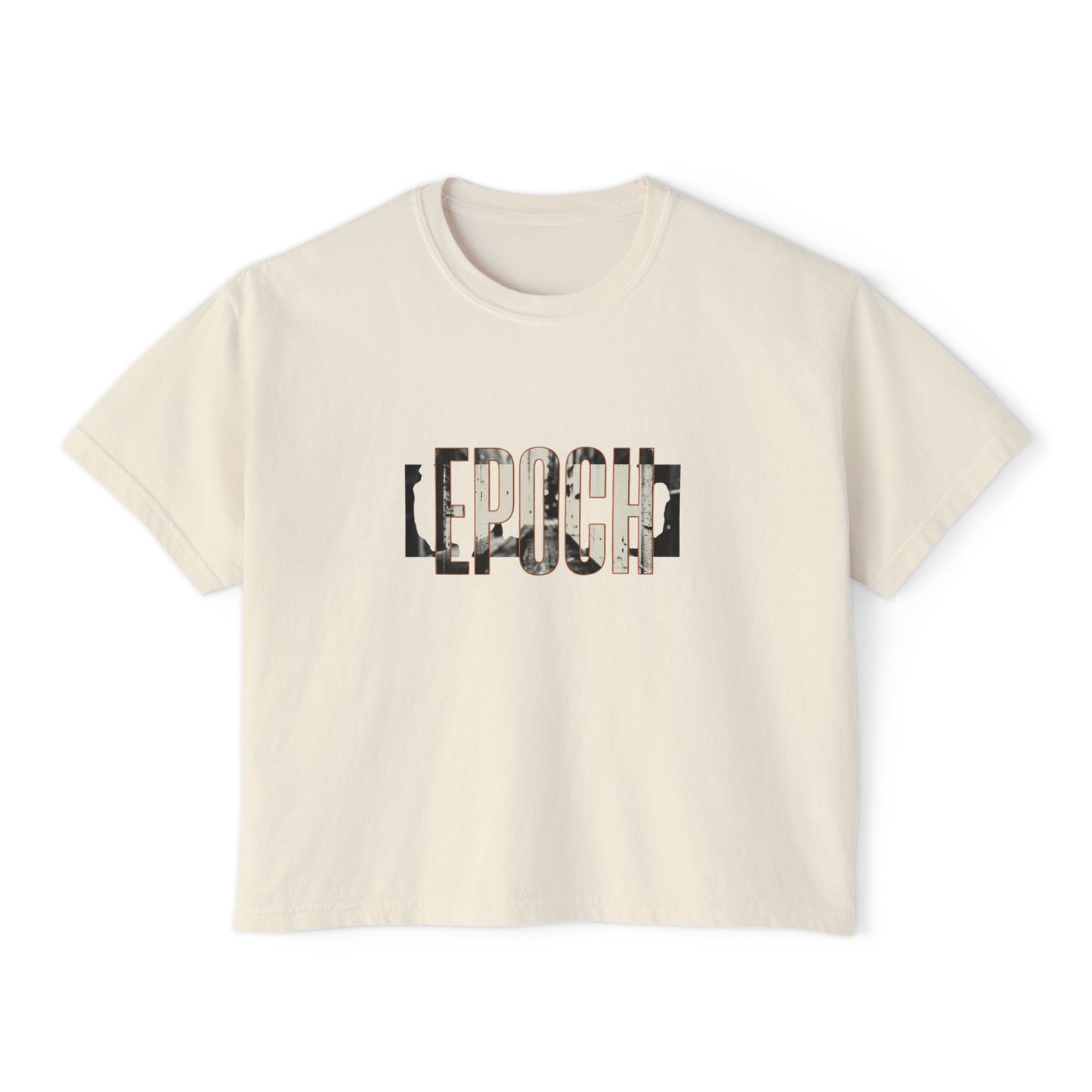 Epoch Graphic Boxy Tee — Women's Vintage-Inspired Neutral Crop Top
