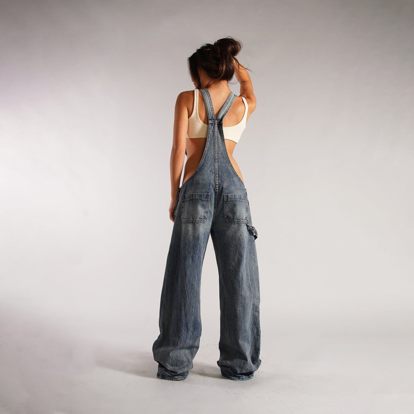 Chic Zipper Denim Overalls with Pockets