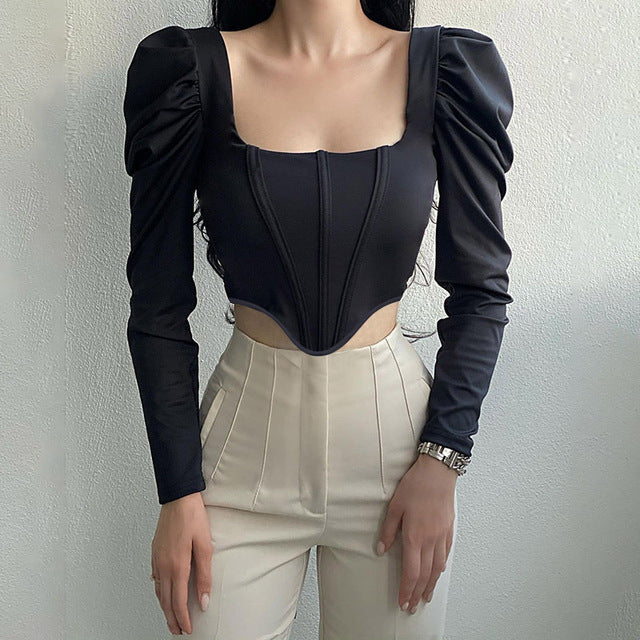 Luxe Gray Corset Top by Meqeiss