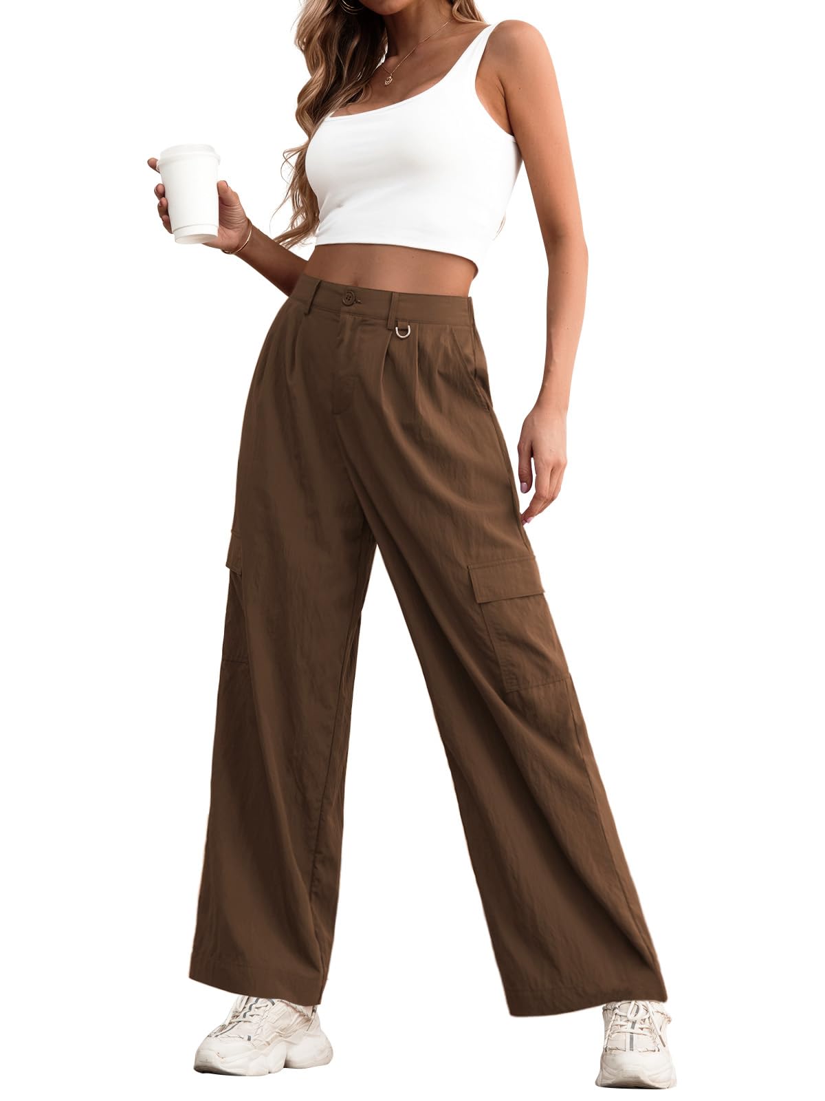 Feiersi High Waist Wide Leg Cargo Pants