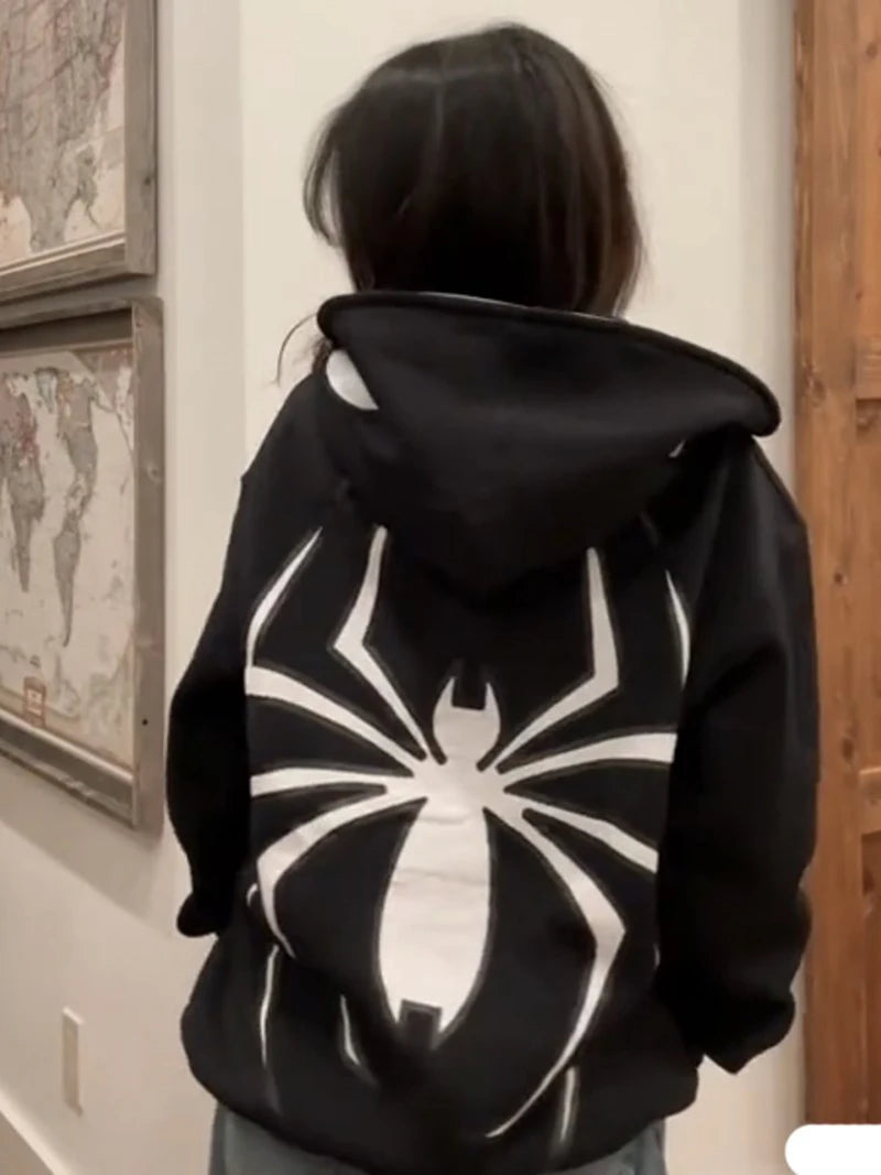 Y2K Spider Zip-Up Hoodie Jacket
