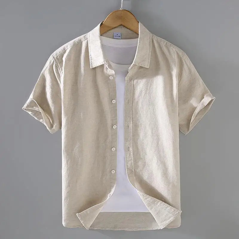 Cotton Linen Stand Collar Shirt