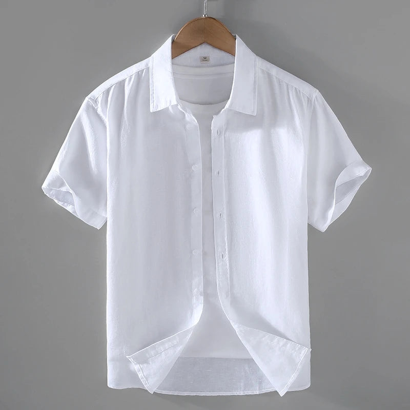 Cotton Linen Stand Collar Shirt