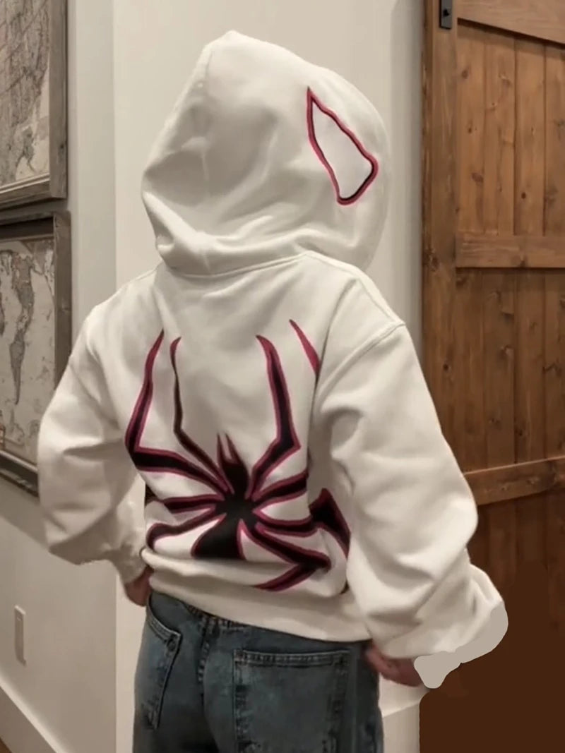 Y2K Spider Zip-Up Hoodie Jacket