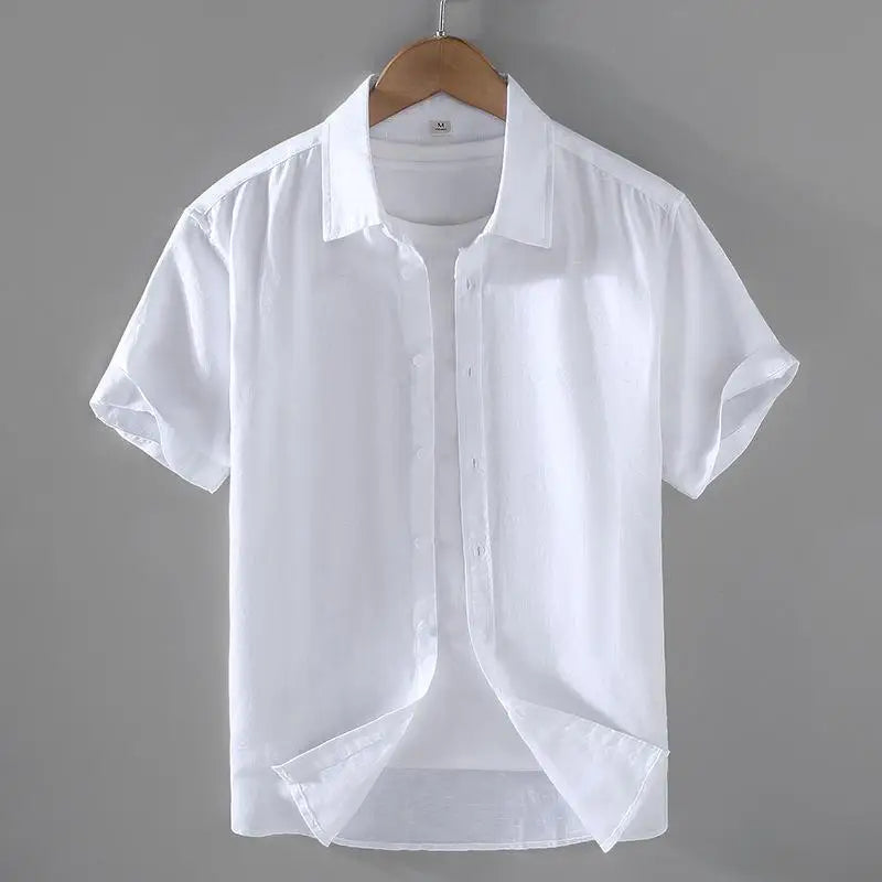 Cotton Linen Stand Collar Shirt