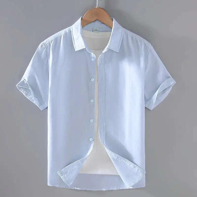 Cotton Linen Stand Collar Shirt