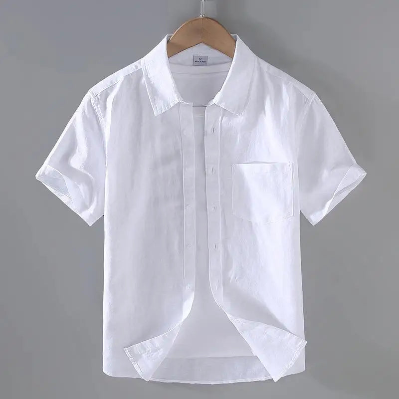 Cotton Linen Stand Collar Shirt