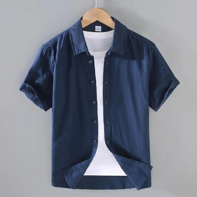 Cotton Linen Stand Collar Shirt