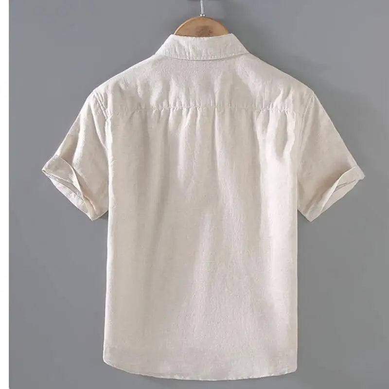 Cotton Linen Stand Collar Shirt