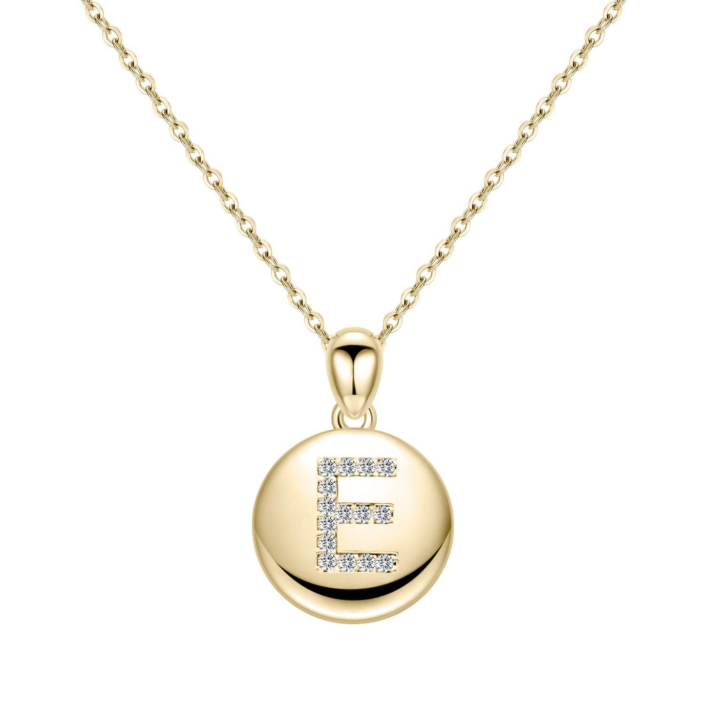 Turandoss 14K Gold Initial Disc Necklace