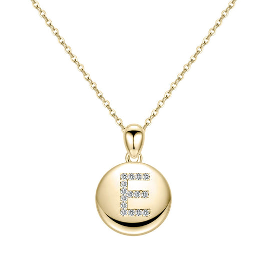 Turandoss 14K Gold Initial Disc Necklace